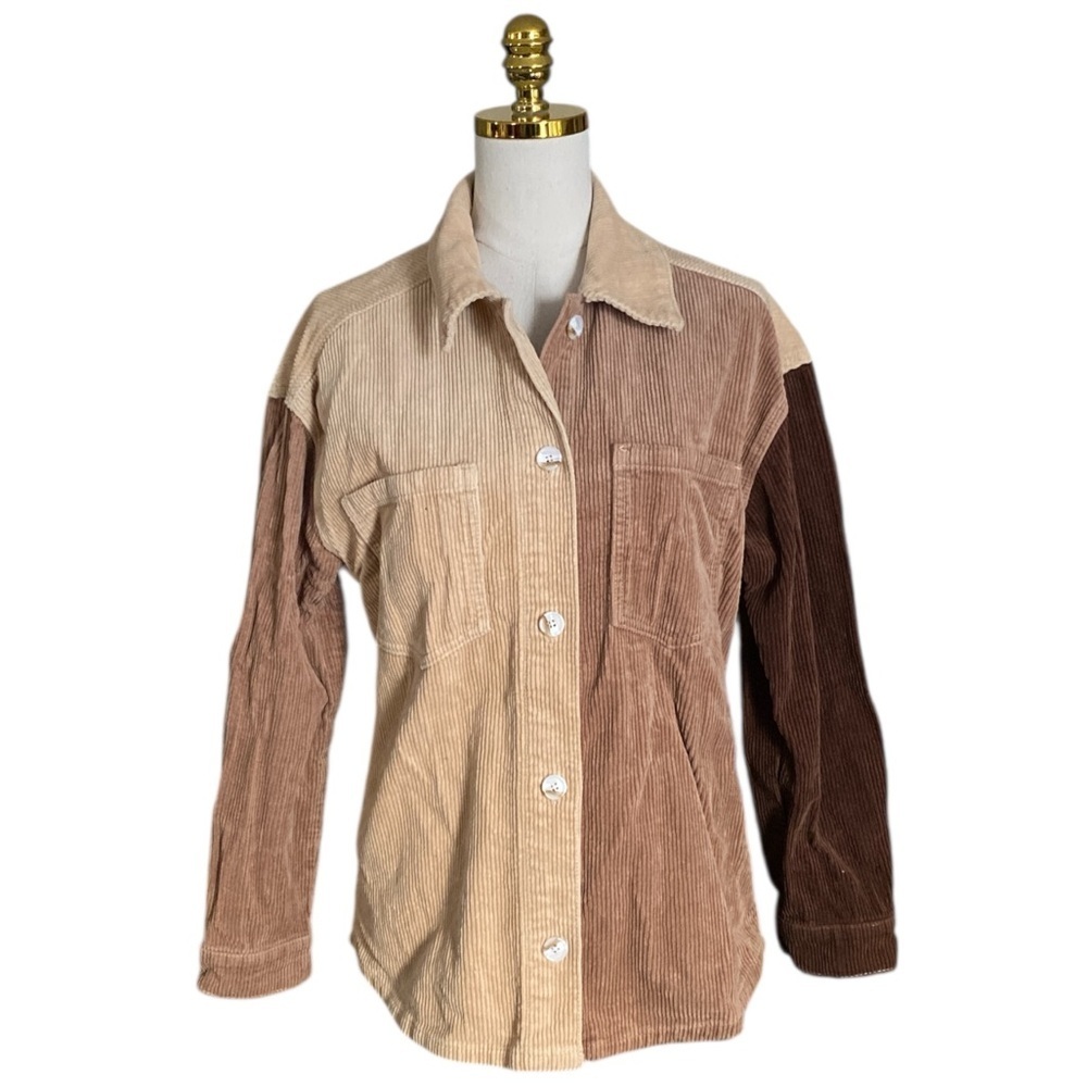 Pacsun Women’s Brown Colorblock Paneled Corduroy Oversized Shacket Size XS/S